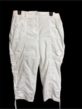 Chico's Cream Drawstring Cargo Capris